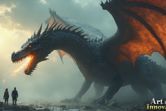 Majestic Dragons,shimmering in the moonlight.