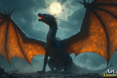 Majestic Dragons,shimmering in the moonlight.