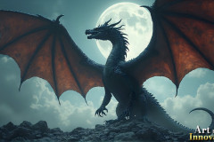 Majestic Dragons,shimmering in the moonlight.