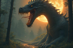 Majestic Dragons,shimmering in the moonlight.