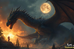Majestic Dragons,shimmering in the moonlight.