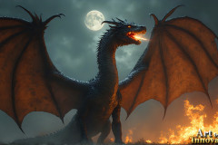 Majestic Dragons,shimmering in the moonlight.