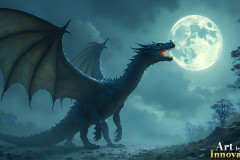 Majestic Dragons,shimmering in the moonlight.