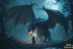 Majestic Dragons,shimmering in the moonlight.