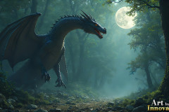 Majestic Dragons,shimmering in the moonlight.