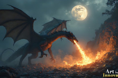 Majestic Dragons,shimmering in the moonlight.