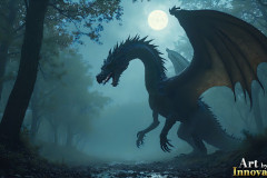 Majestic Dragons,shimmering in the moonlight.