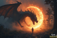 Majestic Dragons,shimmering in the moonlight.