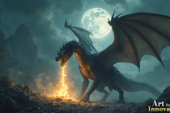 Majestic Dragons,shimmering in the moonlight.