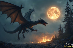 Majestic Dragons,shimmering in the moonlight.