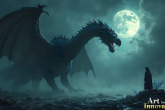 Majestic Dragons,shimmering in the moonlight.