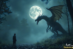 Majestic Dragons,shimmering in the moonlight.