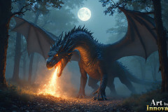 Majestic Dragons,shimmering in the moonlight.