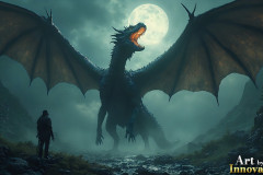 Majestic Dragons,shimmering in the moonlight.