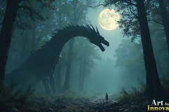 Majestic Dragons,shimmering in the moonlight.