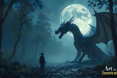 Majestic Dragons,shimmering in the moonlight.