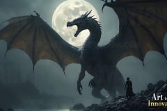 Majestic Dragons,shimmering in the moonlight.
