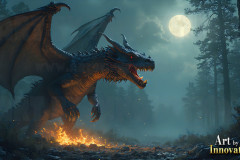 Majestic Dragons,shimmering in the moonlight.