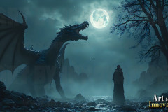 Majestic Dragons,shimmering in the moonlight.