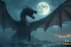 Majestic Dragons,shimmering in the moonlight.