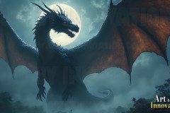 Majestic Dragons,shimmering in the moonlight.