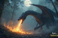 Majestic Dragons,shimmering in the moonlight.