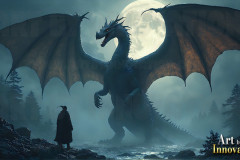 Majestic Dragons,shimmering in the moonlight.