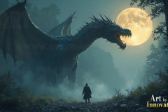 Majestic Dragons,shimmering in the moonlight.