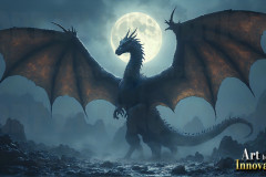 Majestic Dragons,shimmering in the moonlight.