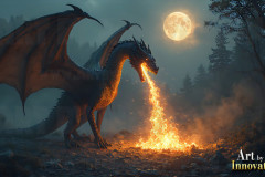 Majestic Dragons,shimmering in the moonlight.