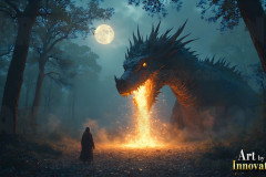 Majestic Dragons,shimmering in the moonlight.