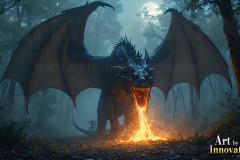 Majestic Dragons,shimmering in the moonlight.