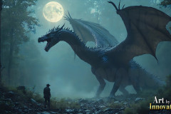 Majestic Dragons,shimmering in the moonlight.