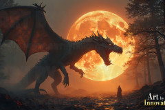 Majestic Dragons,shimmering in the moonlight.
