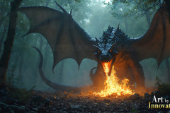 Majestic Dragons,shimmering in the moonlight.