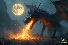 Majestic Dragons,shimmering in the moonlight.