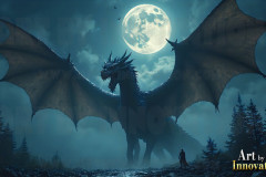 Majestic Dragons,shimmering in the moonlight.