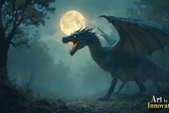 Majestic Dragons,shimmering in the moonlight.