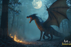 Majestic Dragons,shimmering in the moonlight.