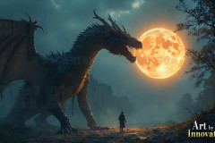 Majestic Dragons,shimmering in the moonlight.