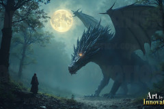 Majestic Dragons,shimmering in the moonlight.