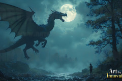 Majestic Dragons,shimmering in the moonlight.