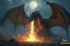 Majestic Dragons,shimmering in the moonlight.