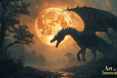 Majestic Dragons,shimmering in the moonlight.