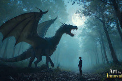 Majestic Dragons,shimmering in the moonlight.