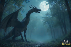 Majestic Dragons,shimmering in the moonlight.