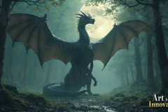 Majestic Dragons,shimmering in the moonlight.