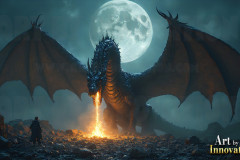 Majestic Dragons,shimmering in the moonlight.