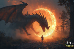 Majestic Dragons,shimmering in the moonlight.