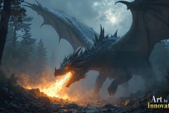 Majestic Dragons,shimmering in the moonlight.